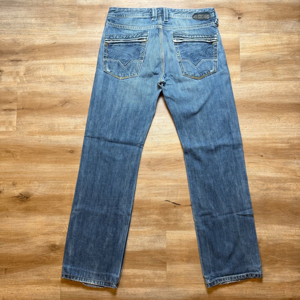 Diesel Yarik B Jeans‎ Mens 29x30 Blue Straight Leg Button Fly Embroidered 0071S
